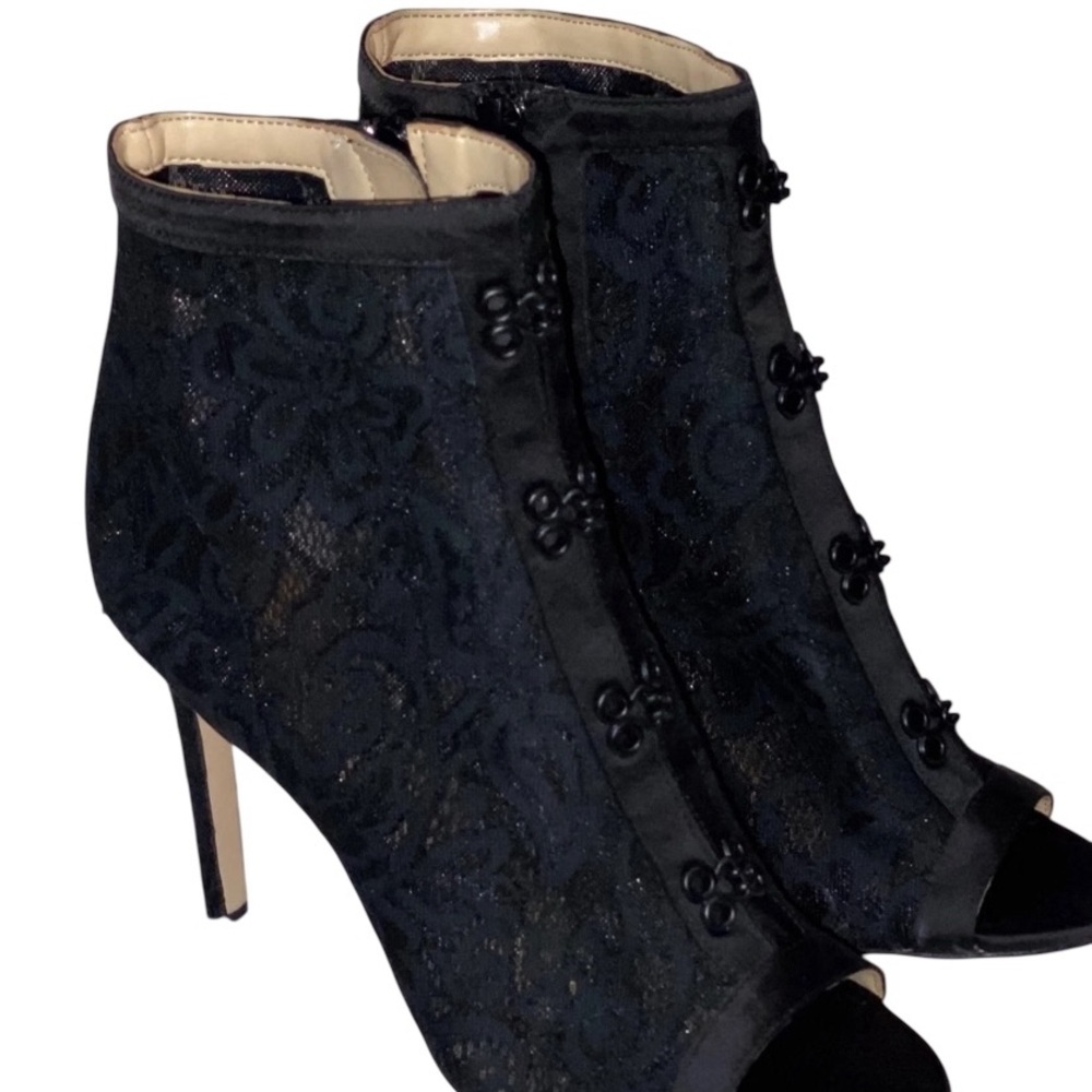 Katy Perry The Fame Lace open toe black, high heel Bootie shoe NWOT SZ 8.5